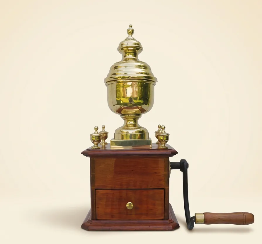 Wood and metal coffee grinder — Wood, metal