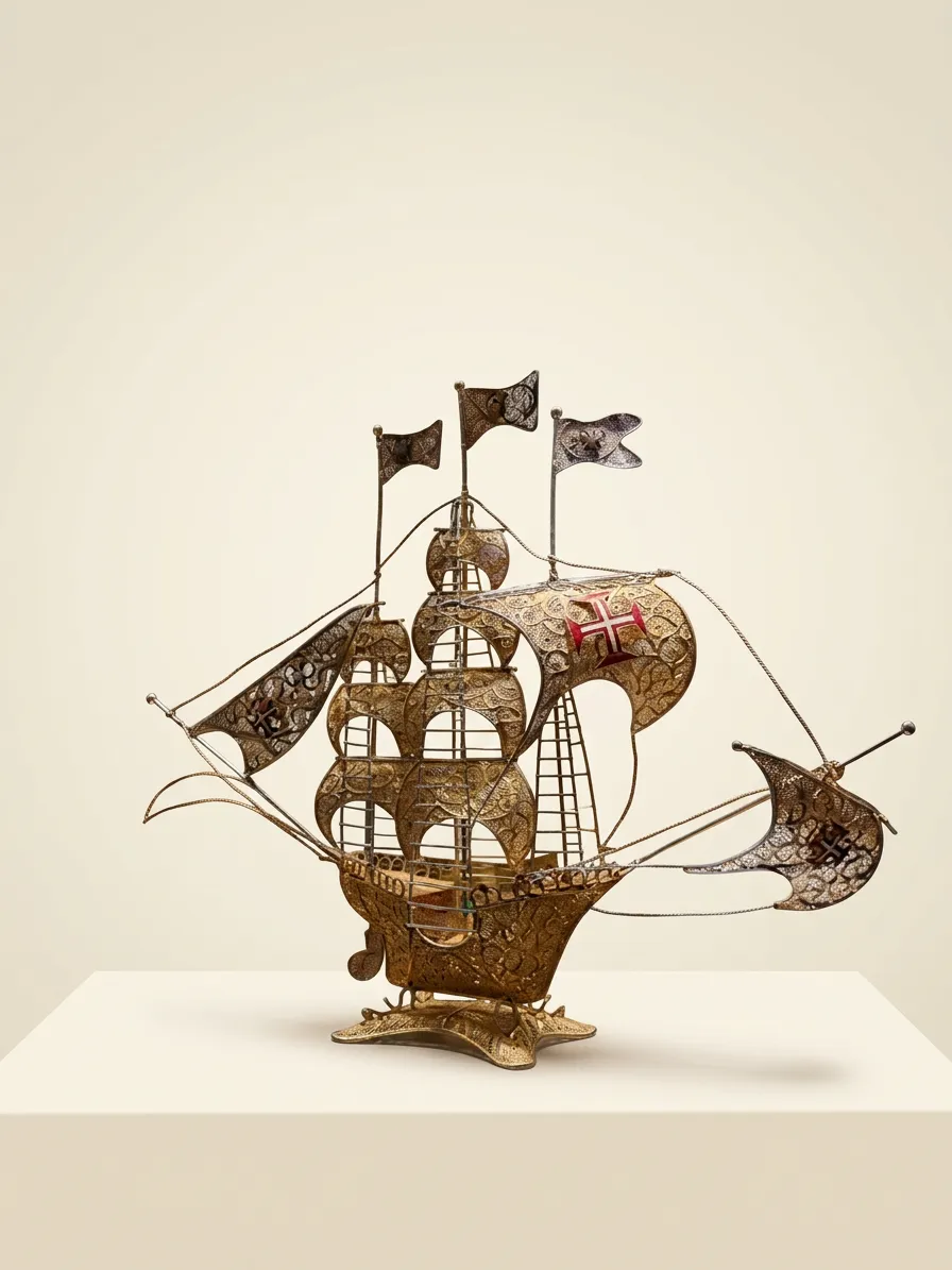 Bateau en filigrane d'argent — Filigrane d'argent, émail