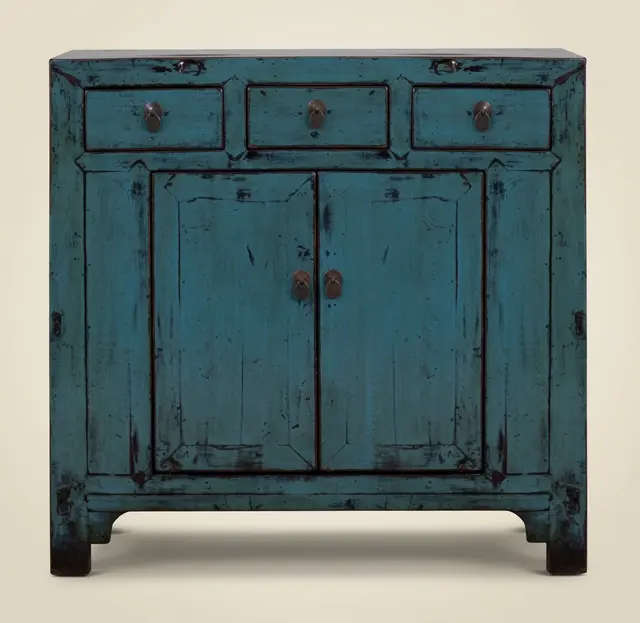 Buffetkast in blauw gelakt hout, China, Qing-periode