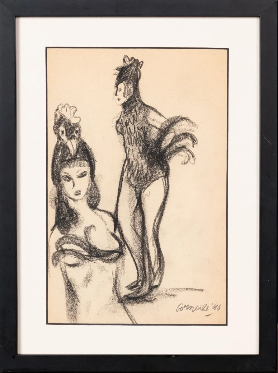 Corneille (1922-2010), Charcoal Drawing, 1946 — Corneille alias Guillaume van Beverloo — Charcoal on paper — 20th century