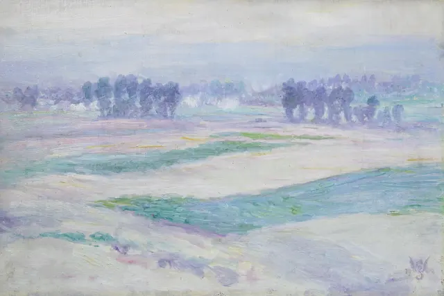 Willy Schlobach, Paysage, huile sur bois, 1902