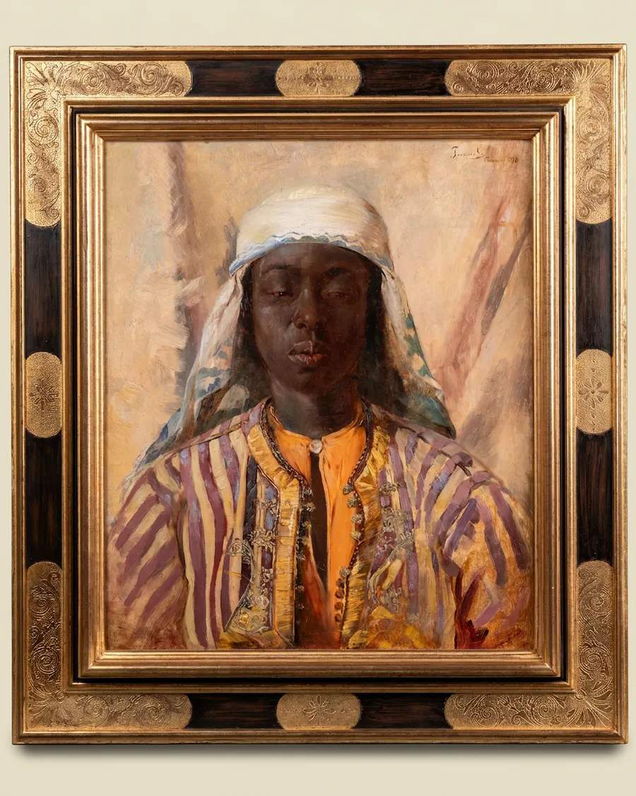 Portrait de jeune homme, peinture orientaliste par Gyula Tornai, 1890 — XIXe siècle