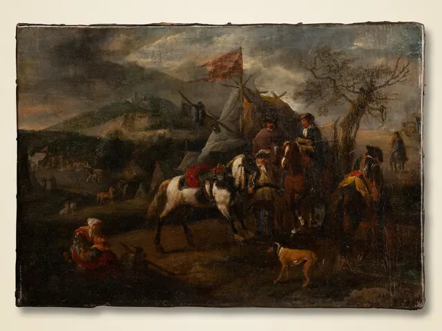 Military scene, oil on canvas attributed to Philips Wouwermans, 17th century
