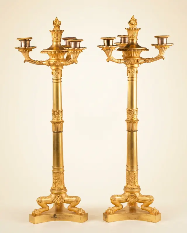 Paire de candélabres en bronze doré, époque Directoire