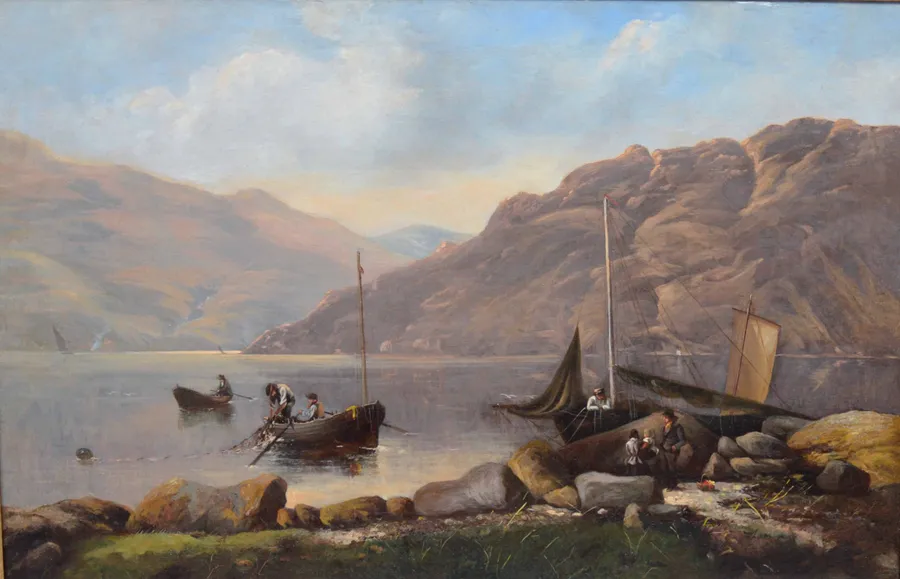 "Lake view" by NEWMARCH Stafford — NEWMARCH Stafford — Oil on canvas — 19th century