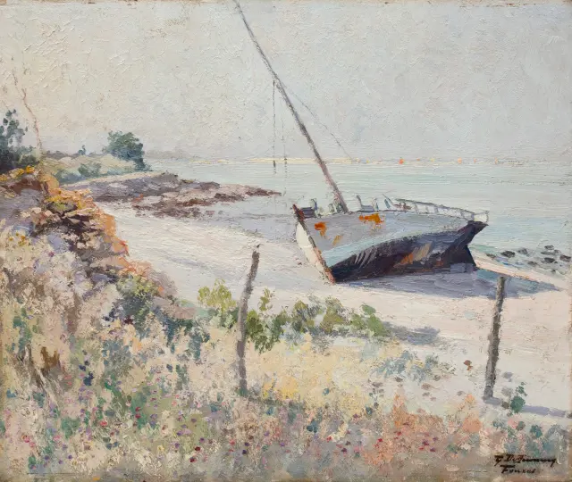 Huile sur carton par Georges Dufrenoy, début du XXe siècle