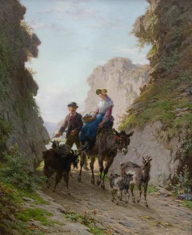 Öl auf Holz von André Plumot, 1902
