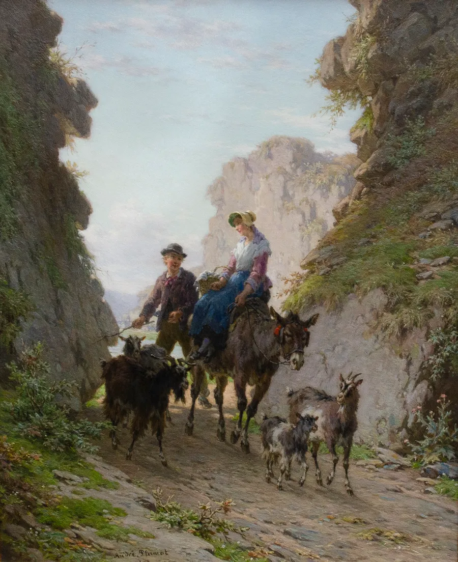 Olie op paneel door André Plumot, 1902 — PLUMOT André — Olie op paneel, lijst uit de periode opnieuw verguld met bladgoud — 20ste eeuw
