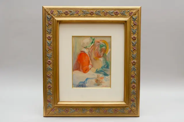 Jules Lentrein, Dame au miroir, aquarelle sur papier, vers 1920
