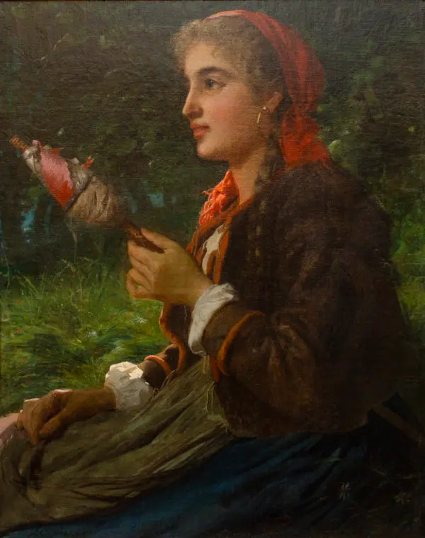 "The spinner", oil on canvas, Luigi Bianchi