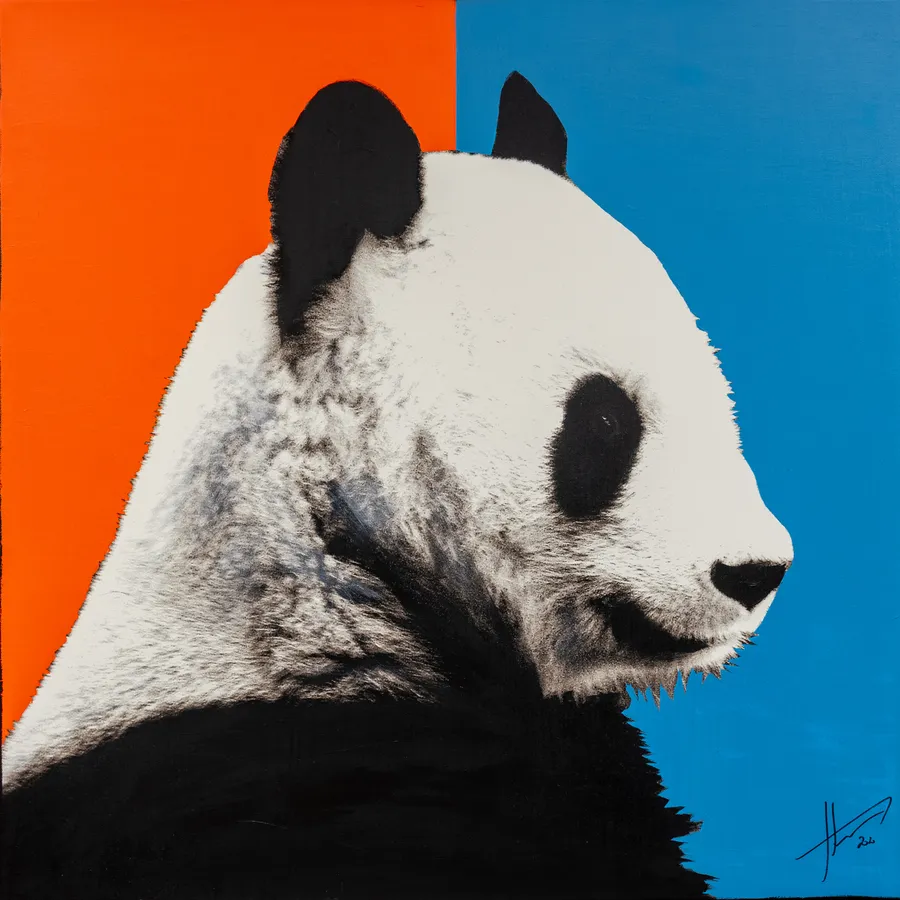 Jacques Schneider, Panda, style contemporain — Jacques SCHNEIDER — Non précisé (apparence de peinture sur canvas) — XXIe siècle