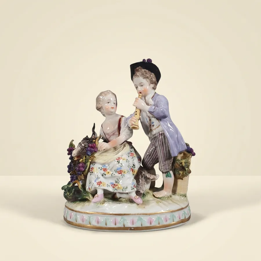 German porcelain group, c. 1900 — Polychrome porcelain, gilding — 20th century