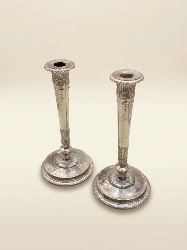 Pair of silver candlesticks, 18th century