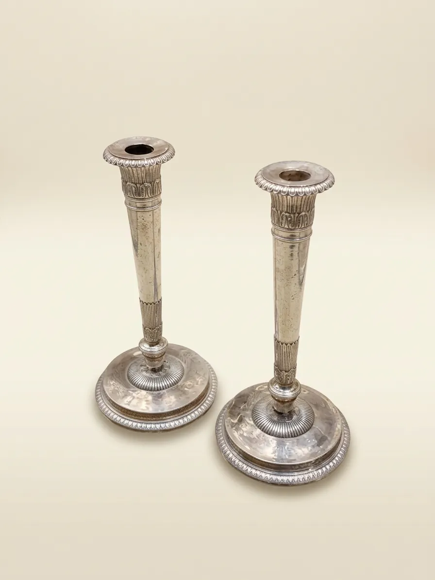 Pair of silver candlesticks, 18th century — Silver — 18th century
