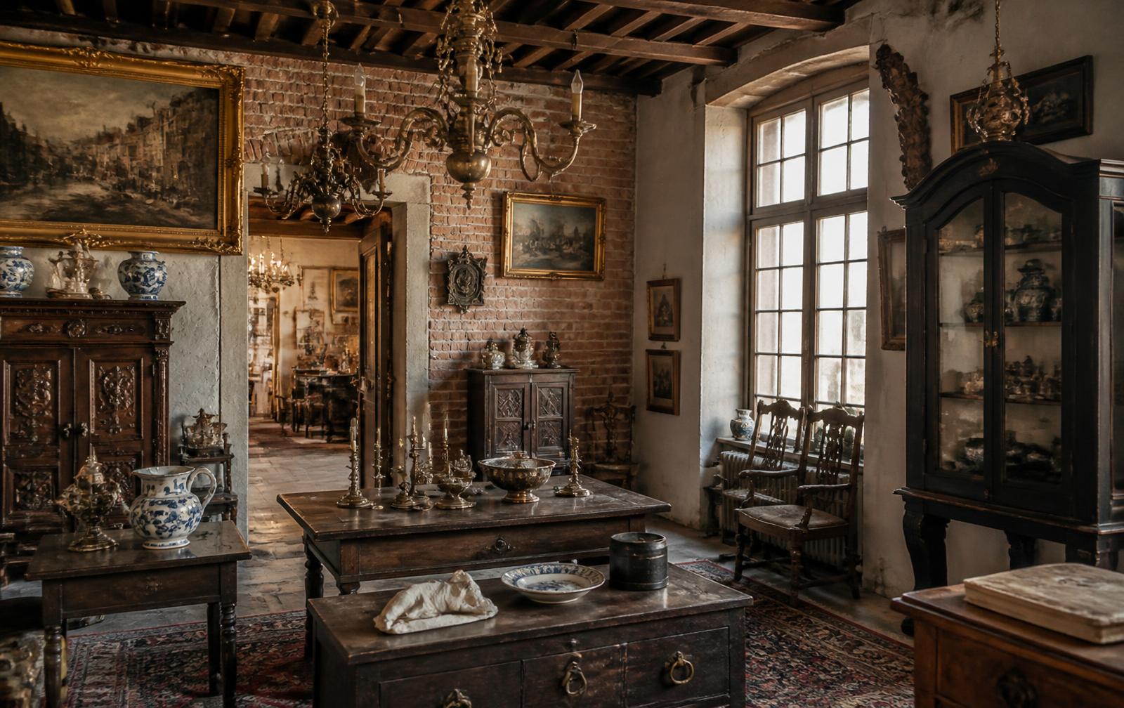 Intérieur d'une maison d'antiquités